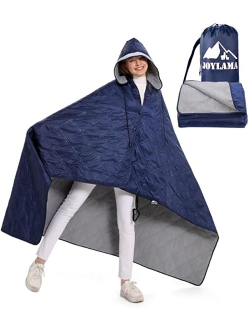 Waterproof Fleece Camping Blanket Picnic Stadium Travel Lightweight Navy Blue